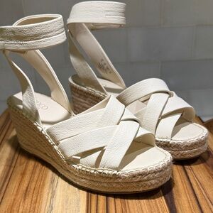 Franco Sarto Cream Espadrille Wedges